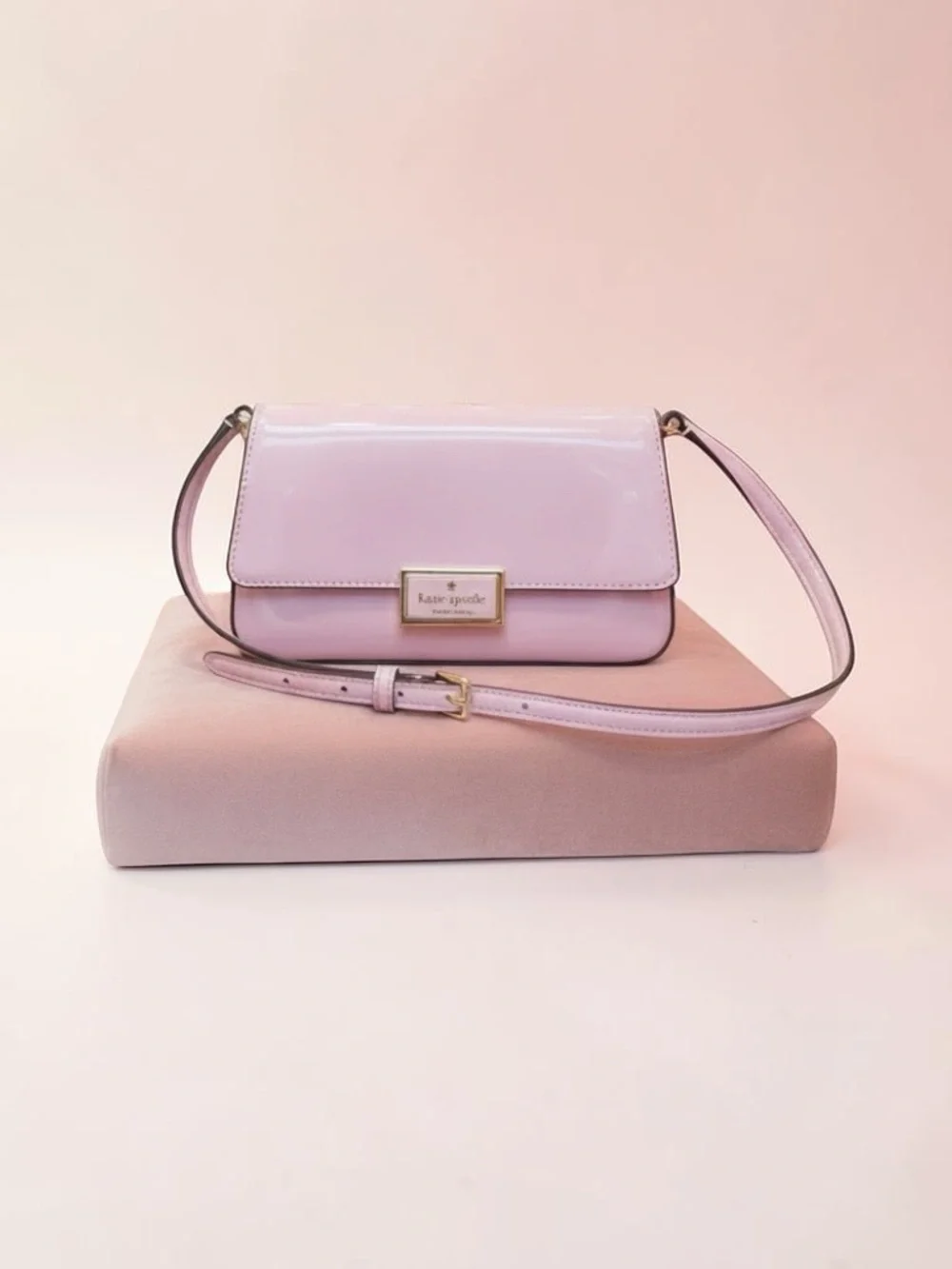 kate spade Light Pink Patent Leather Crossbody with Gold Plaque